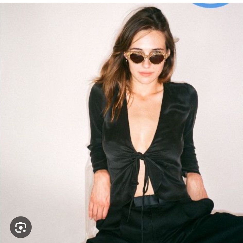 Realisation Par Bianca Black Silk Top